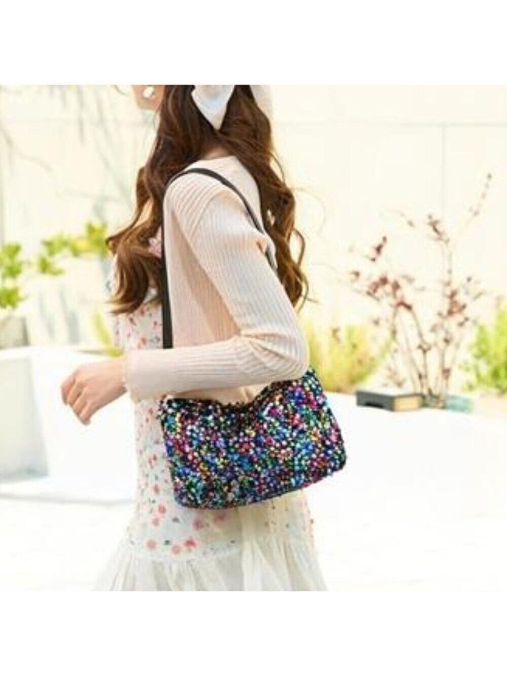 Sequin Purse Crossbody Shoulder Sparkly Bag Multicolor Handbag Elegant Clutch